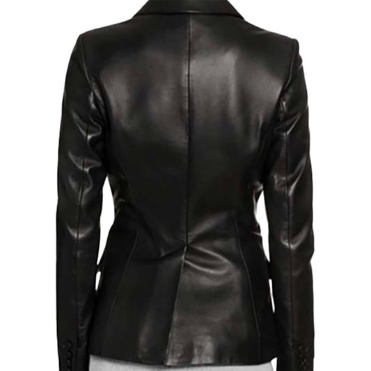 Mens Black Leather Blazer  by Giannea Classic