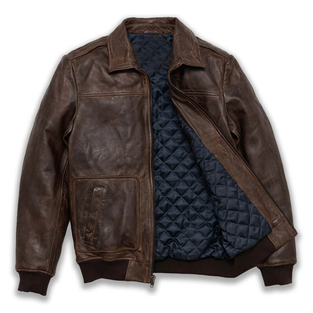 Mens Rc Brown Leather Jacket Durable and Stylish