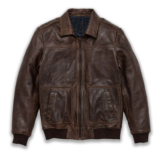 Mens Rc Brown Leather Jacket Durable and Stylish