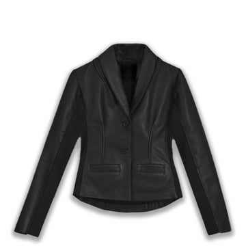 Womens Derek Light Black Leather Blazer