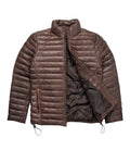 Men's Brown Leather Puffer Jacket