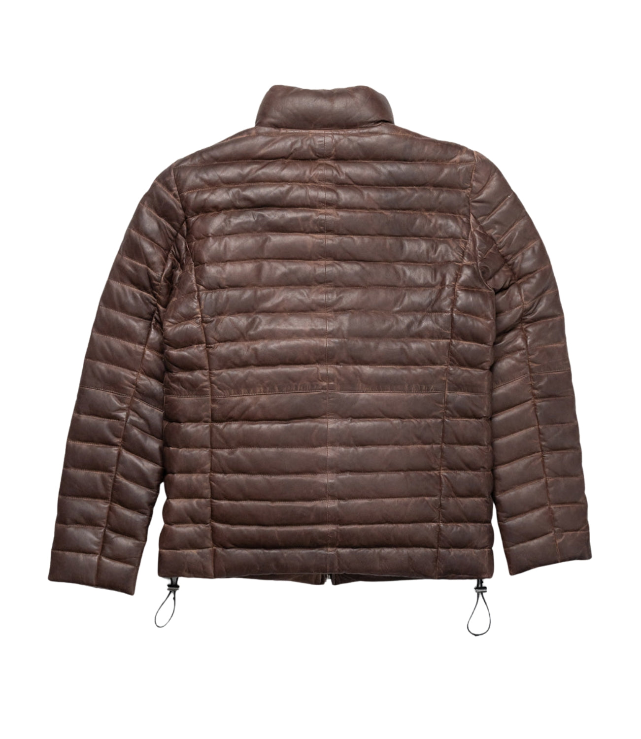 Men's Brown Leather Puffer Jacket