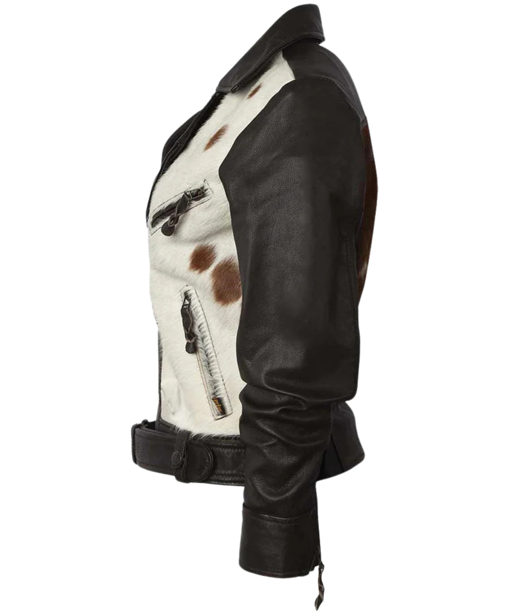 Unisex genuine cowhide leather jacket in rich brown with a luxurious, smooth finish and stylish fit for versatile fashion.