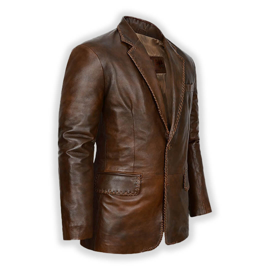 Discover the perfect blend of style and professionalism with our Classic Men's Leather Blazer. Tailored fit, black, and ideal for any upscale occasion. Shop now!