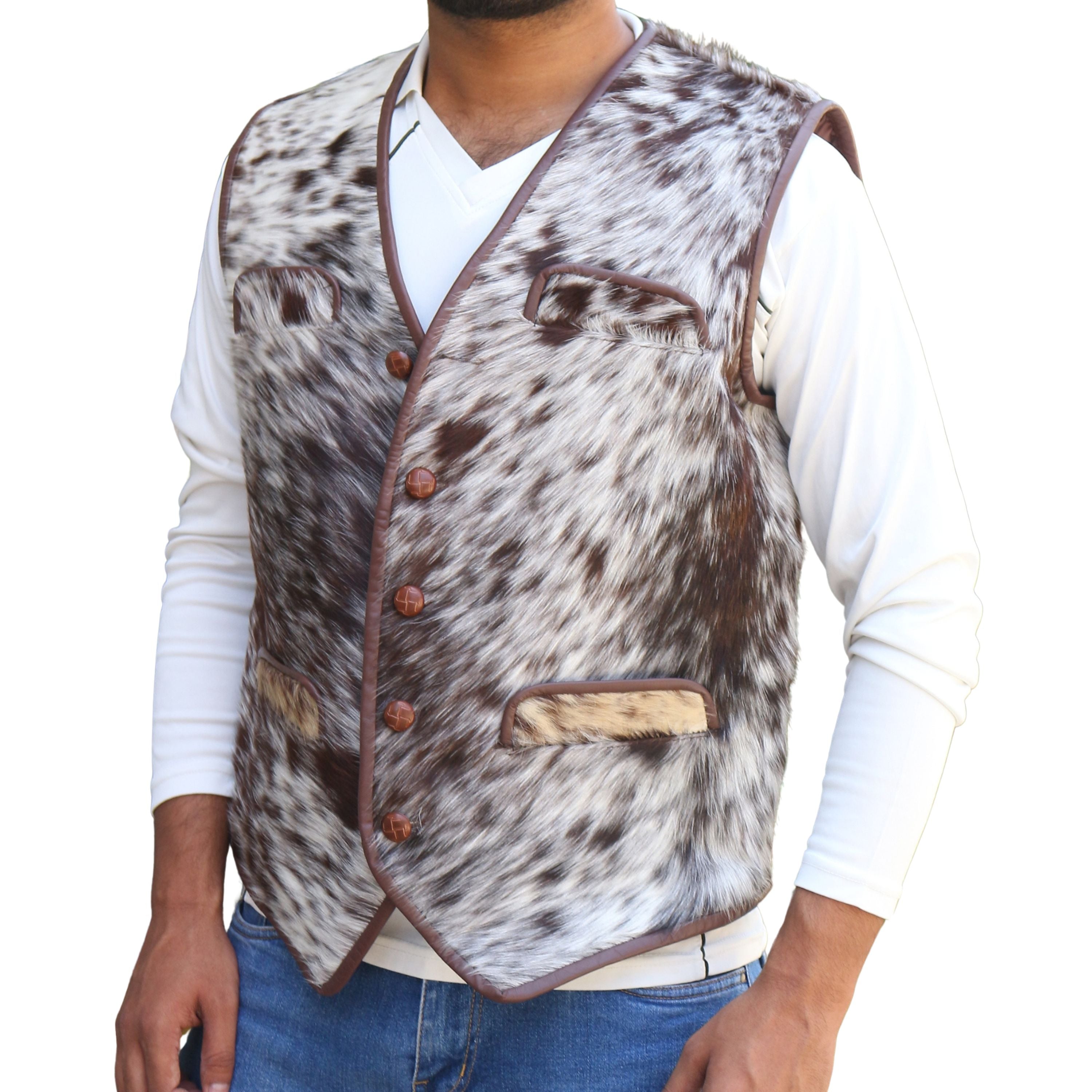 Men's Cowhide Hair On Pony Skin Vest