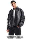 Original Leather Harrington Jacket – Black Boxy Oversized Fit | Cowskin Jackets