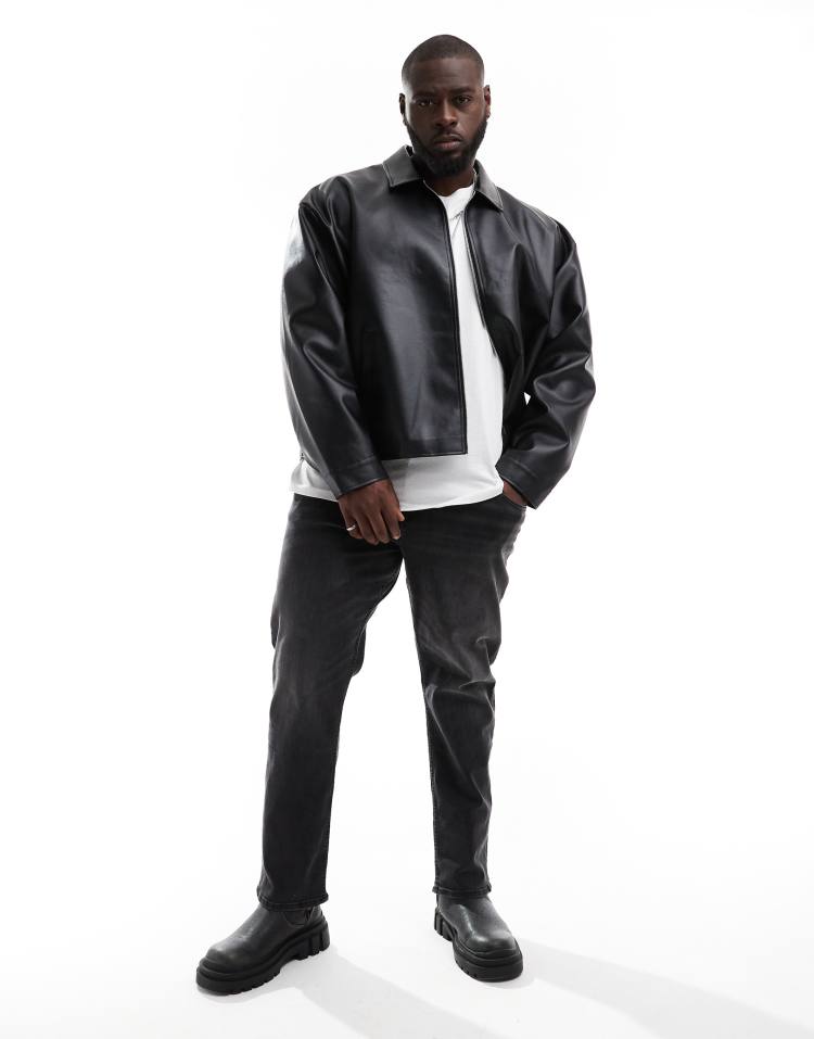 Original Leather Harrington Jacket – Black Boxy Oversized Fit | Cowskin Jackets