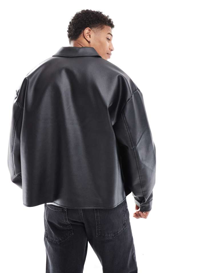 Original Leather Harrington Jacket – Black Boxy Oversized Fit | Cowskin Jackets