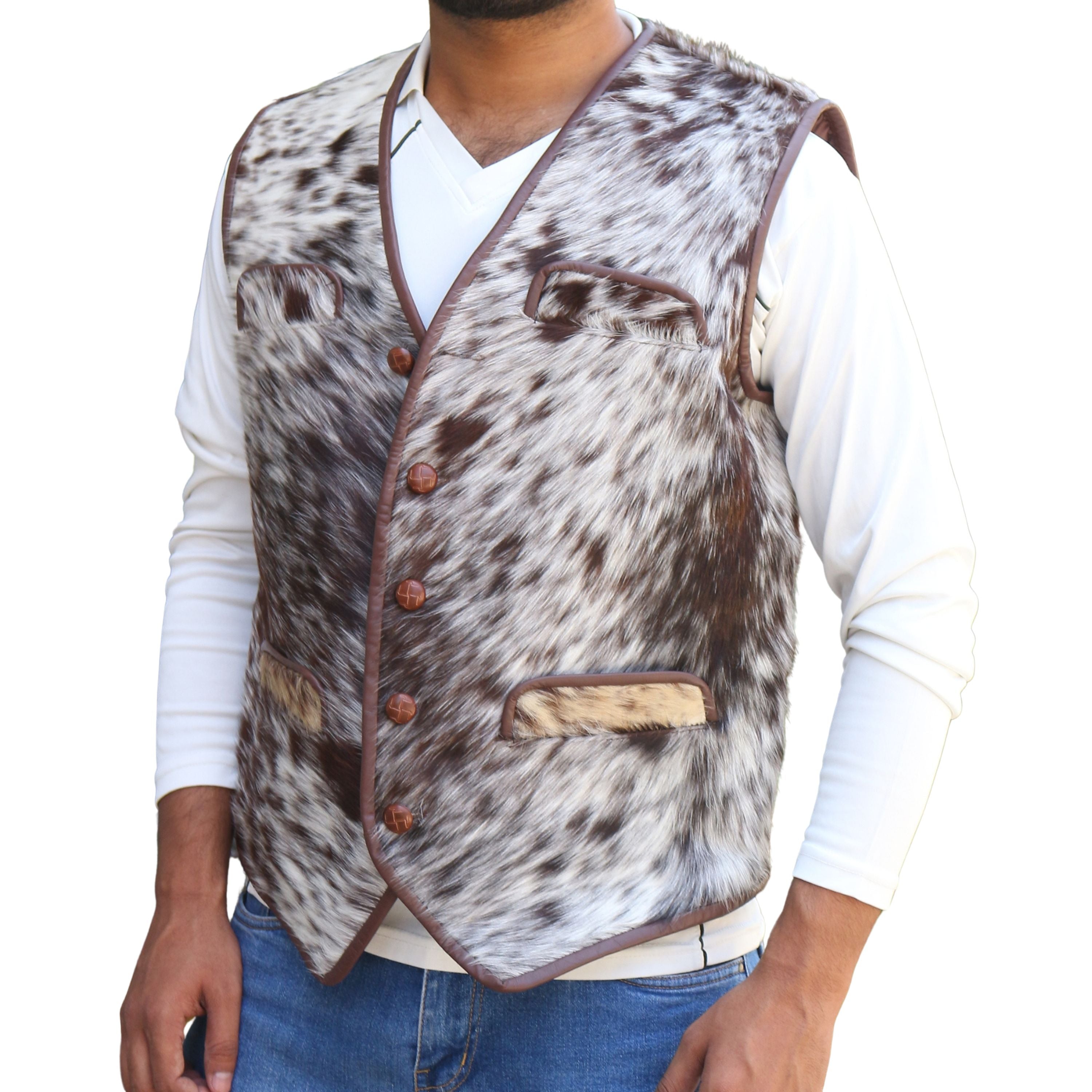 Men's Cowhide Hair On Pony Skin Vest