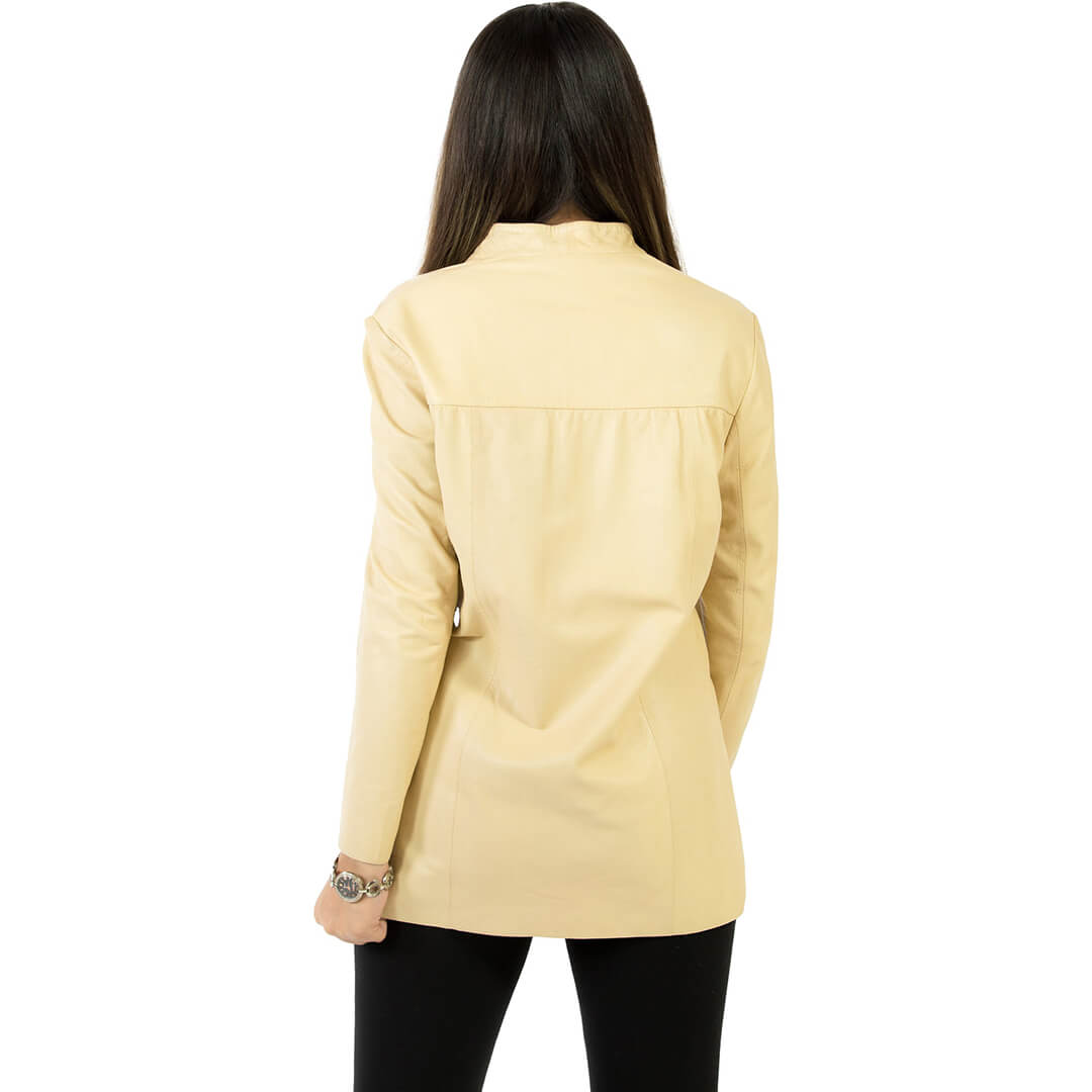 Cone Leather Jackets for Women Cream Color Lambskin Jacke