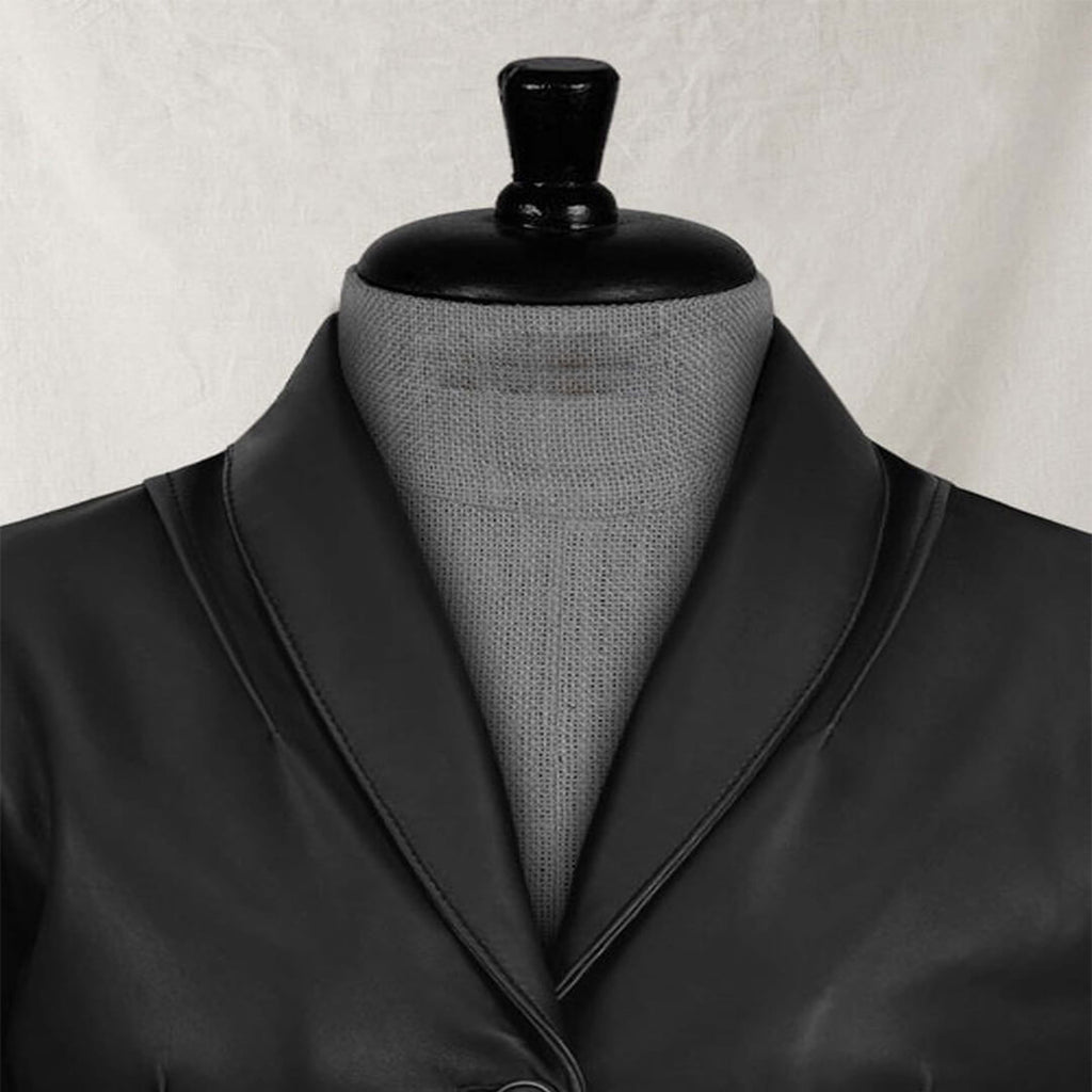 Womens Derek Light Black Leather Blazer