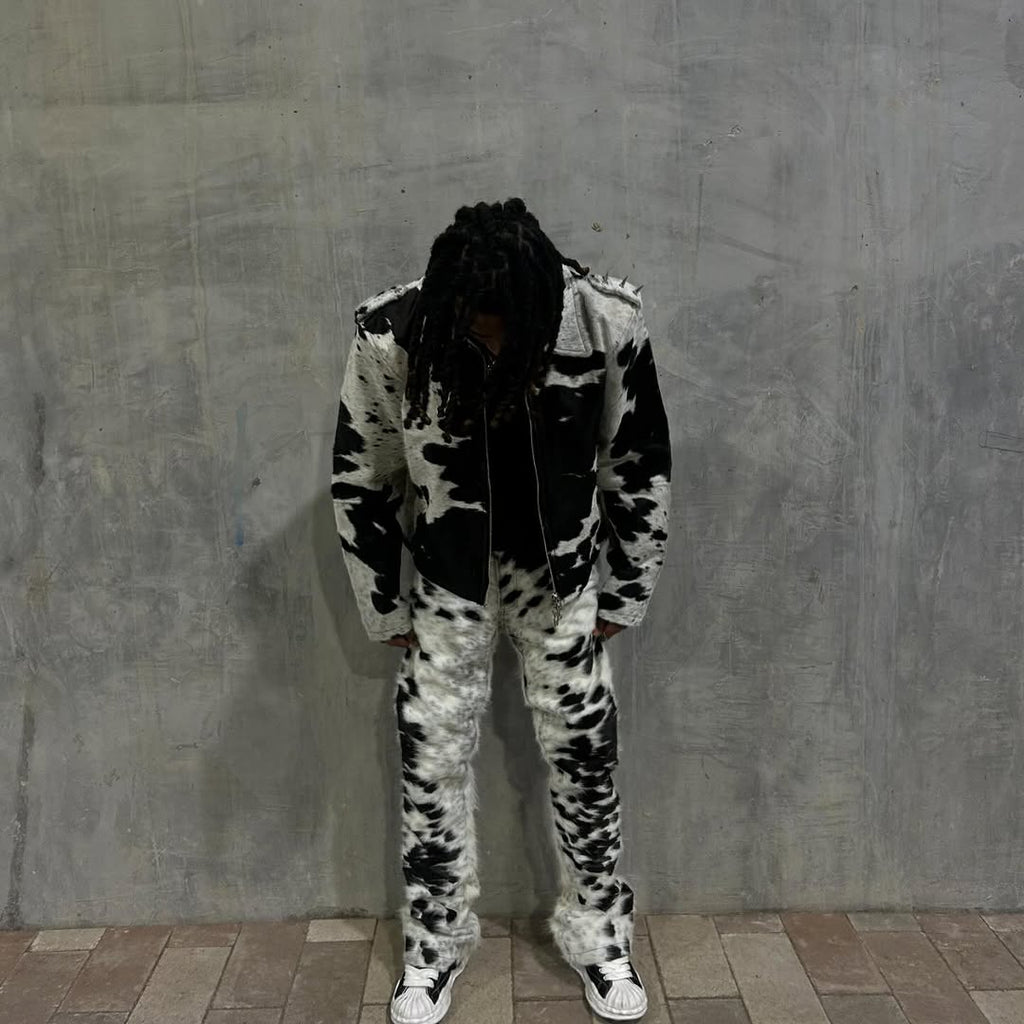 Genuine Cowhide Jacket And Pant Set Pony Skin Jacket