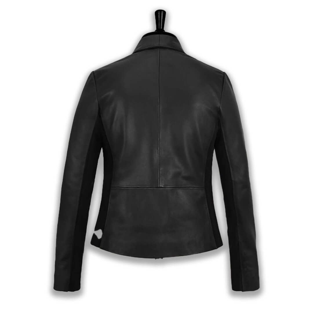 Womens Derek Light Black Leather Blazer