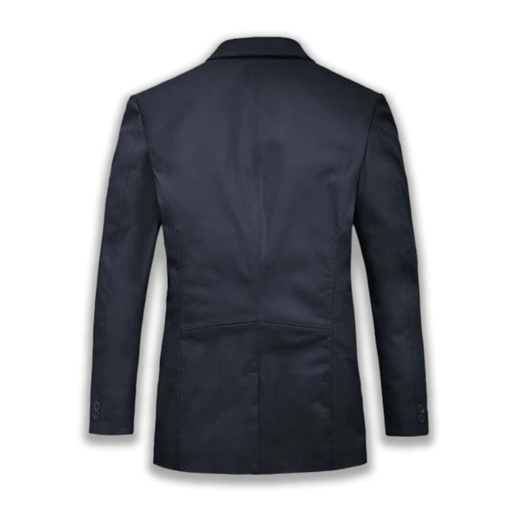 Sophisticated Nicolas black leather blazer for men, perfect for both sleek professional attire and stylish casual wear.