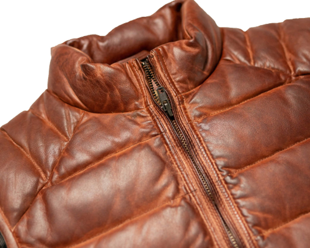Men's Leather Puffer Vest