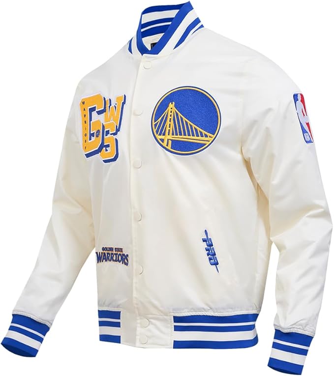 Golden State Warriors Mens NBA Best Of Satin Jacket Royal Blue