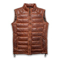 Light brown Nollaige cozy puffer vest, sleeveless and warm, ideal for stylish winter layering.