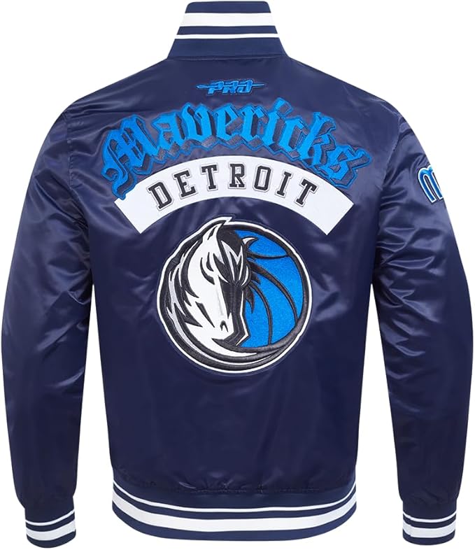 Dallas Mavericks Mens NBA Best Of Satin Jacket Midnight Navy