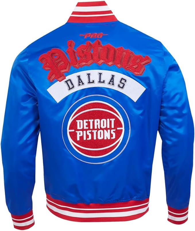 Detroit Pistons Mens NBA Best Of Satin Jacket Royal Blue