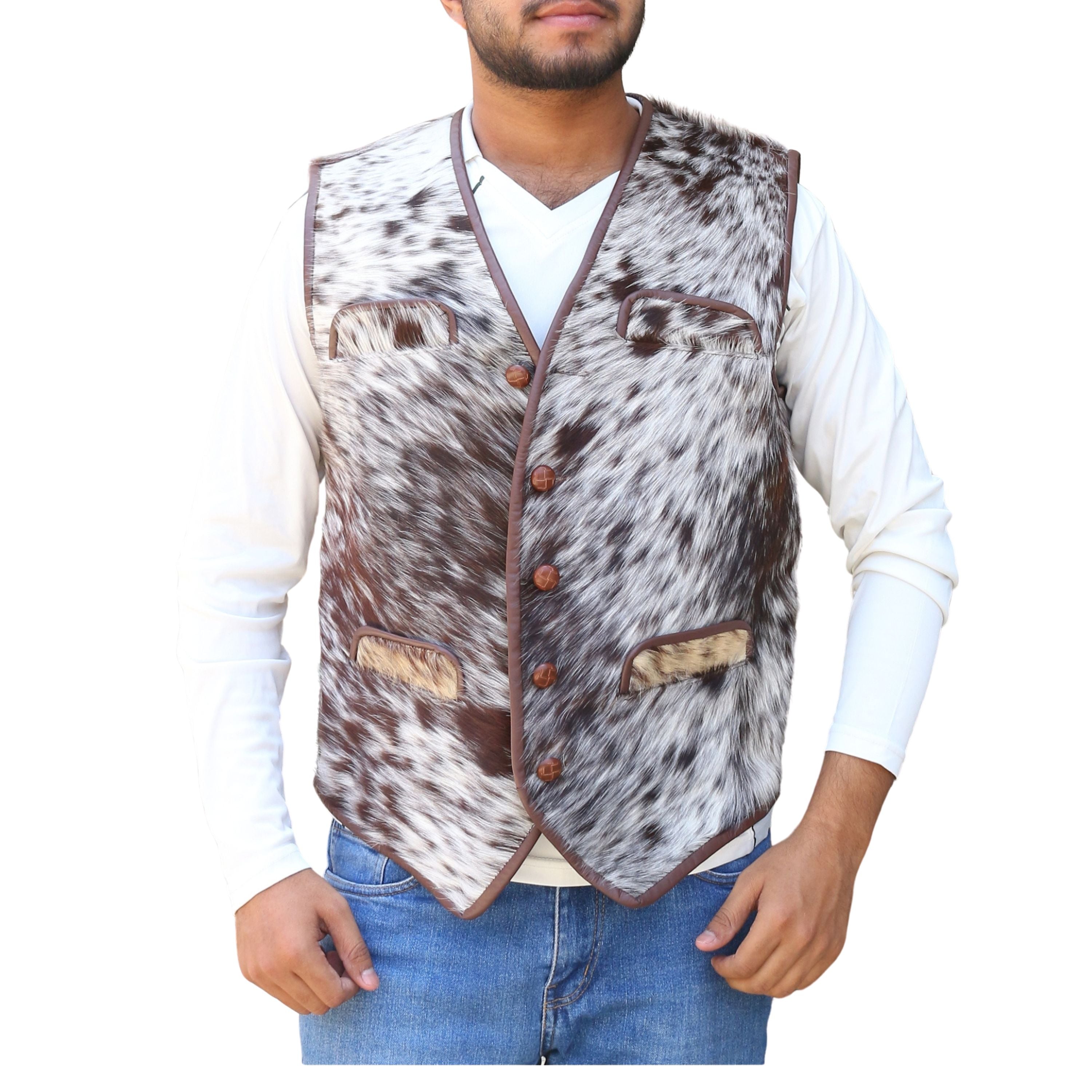 Men's Cowhide Hair On Pony Skin Vest