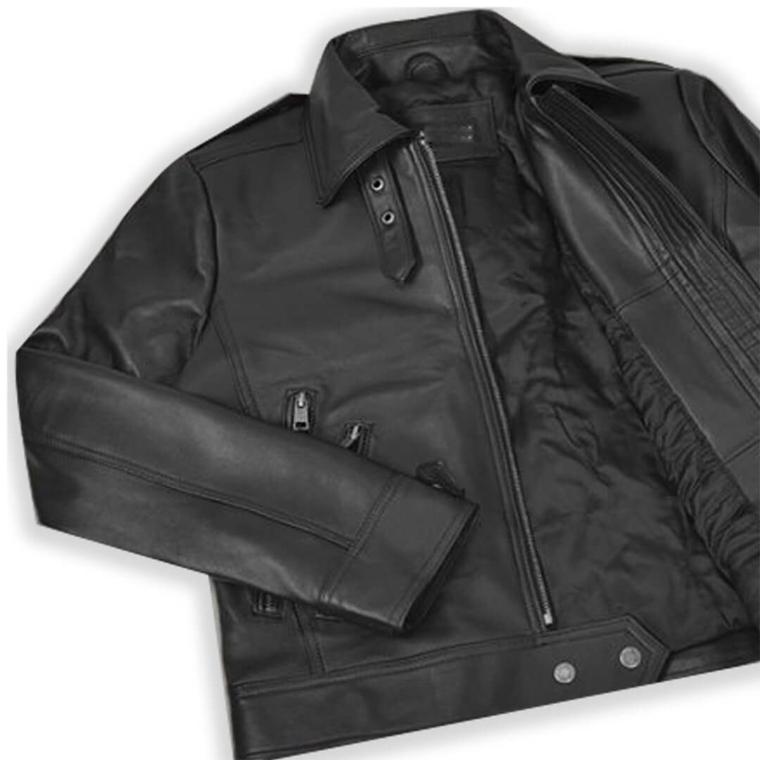 Chic custom leather jacket for women, sleek black design, handcrafted for fashionable and personalized outerwear.