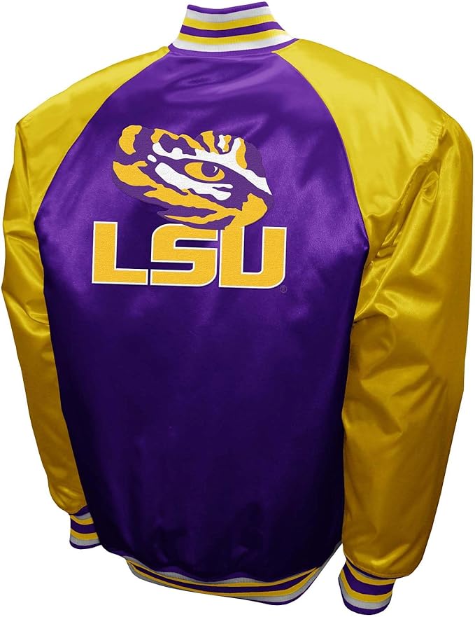LSU Tigers Purple Satin Varsity Fan Jacket – Men’s Full-Snap “The Game” Style