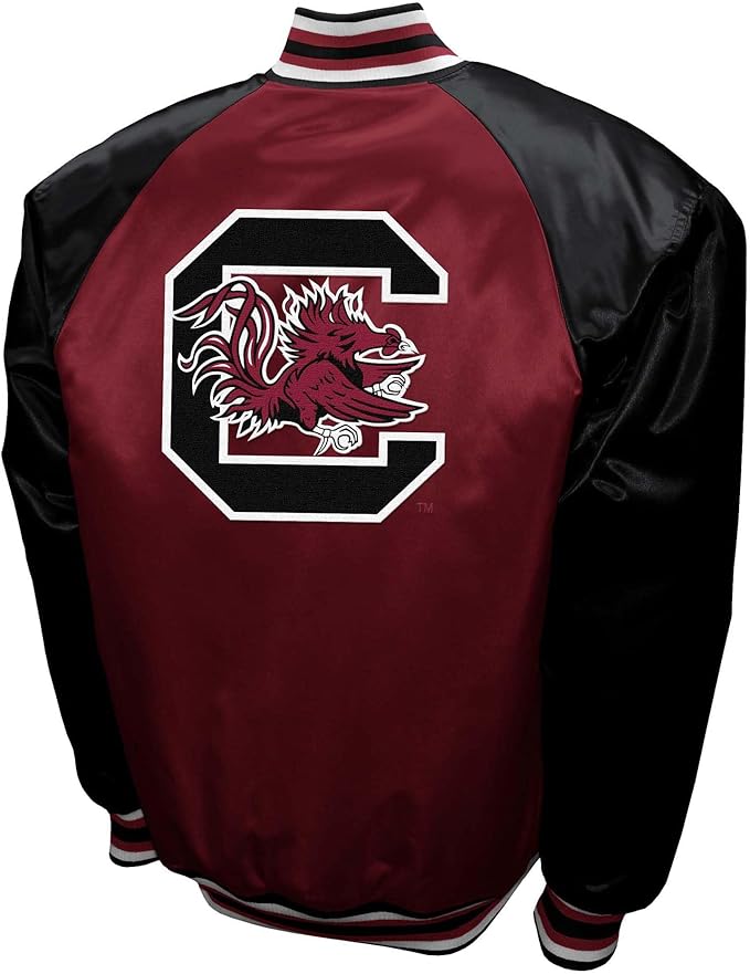 South Carolina Gamecocks Garnet Satin Varsity Fan Jacket – Men’s Full-Snap “The Game” Style