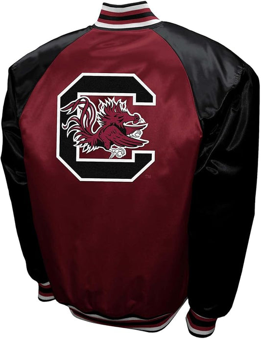South Carolina Gamecocks Garnet Satin Varsity Fan Jacket – Men’s Full-Snap “The Game” Style