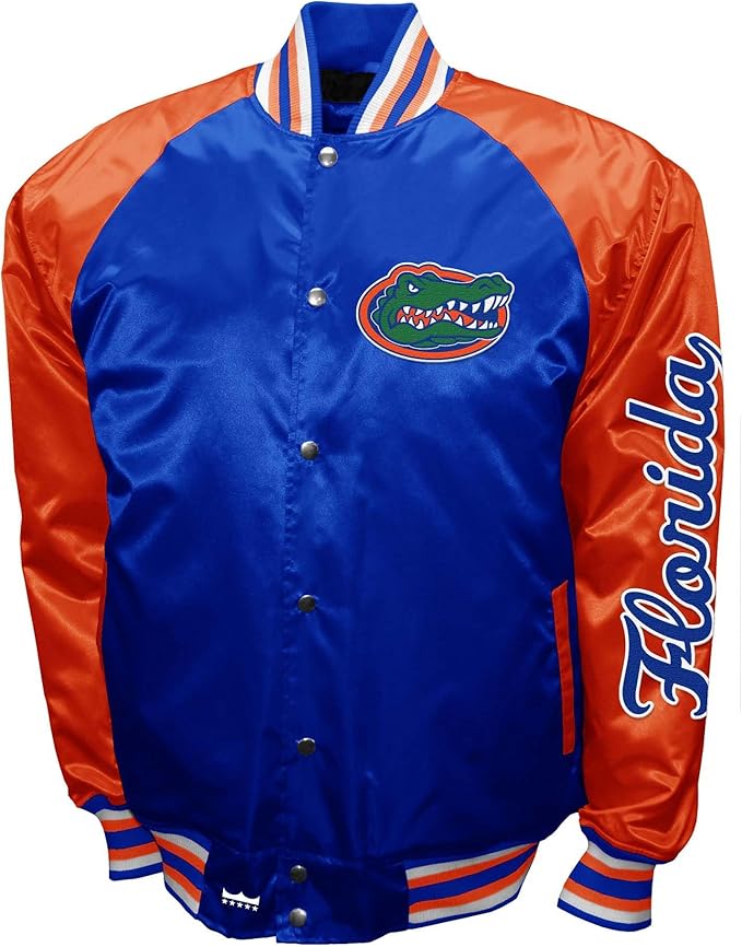 Florida Gators Royal Satin Varsity Fan Jacket – Men’s Full-Snap “The Game” Style