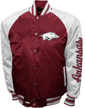 Arkansas Razorbacks Cardinal Satin Varsity Fan Jacket – Men’s Full-Snap “The Game” Style