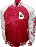 Georgia Bulldogs Red Satin Varsity Fan Jacket – Men’s Full-Snap “The Game” Style