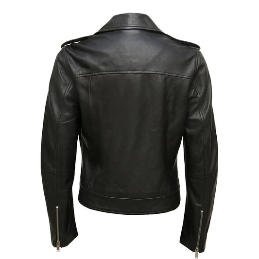 Women's Leather Motorcycle Jacket Black Leather Bomber Style