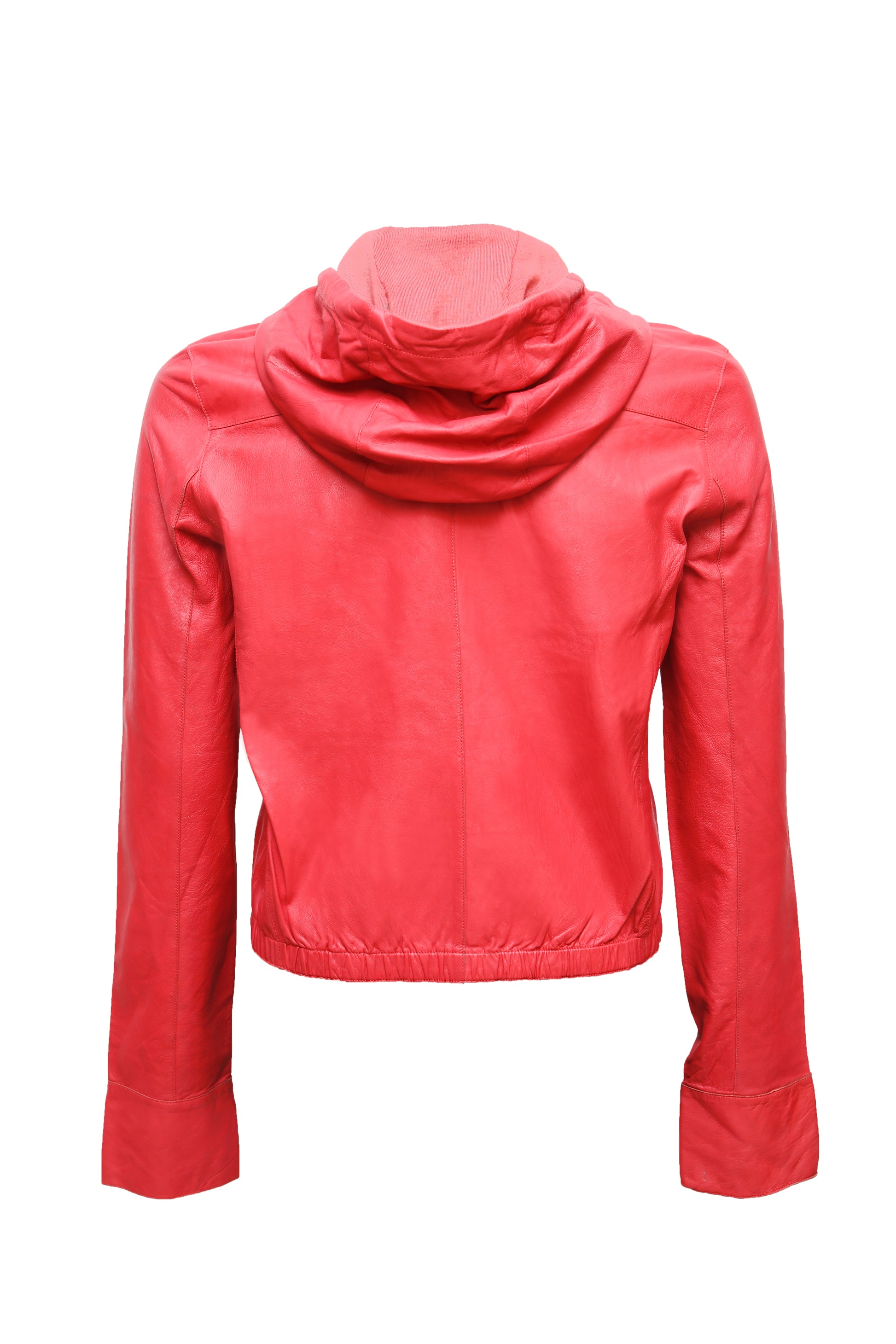 Chic pink leather jacket for women, handcrafted with high-quality materials, versatile and fashionable for any occasion.