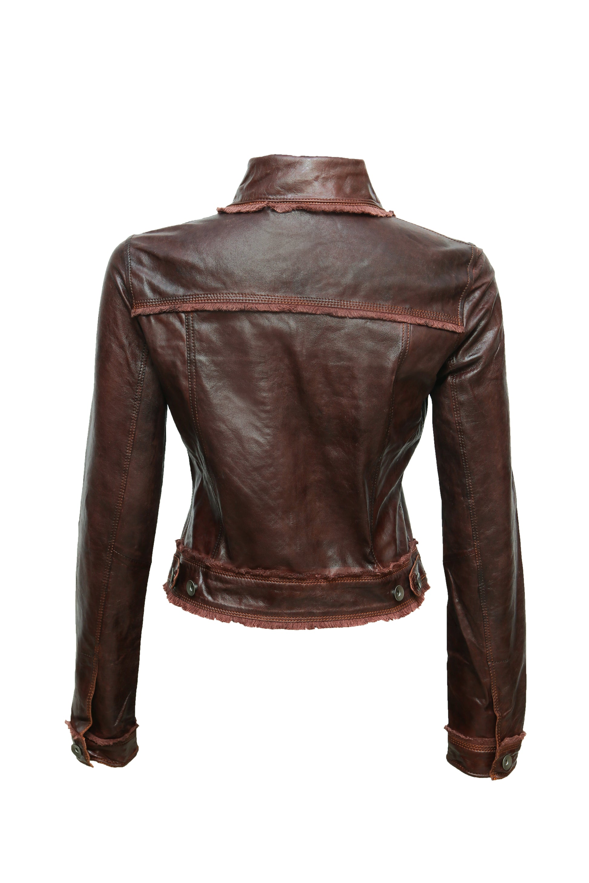 Classic dark brown leather jacket for women, premium handcrafted quality, versatile for casual chic style.