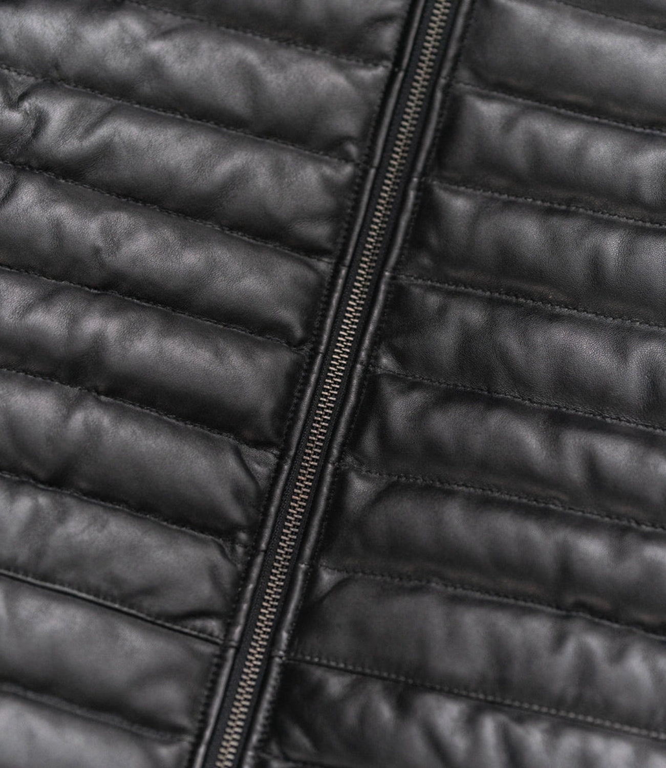 Men's Leather Moncler Puffer Jacket Black,