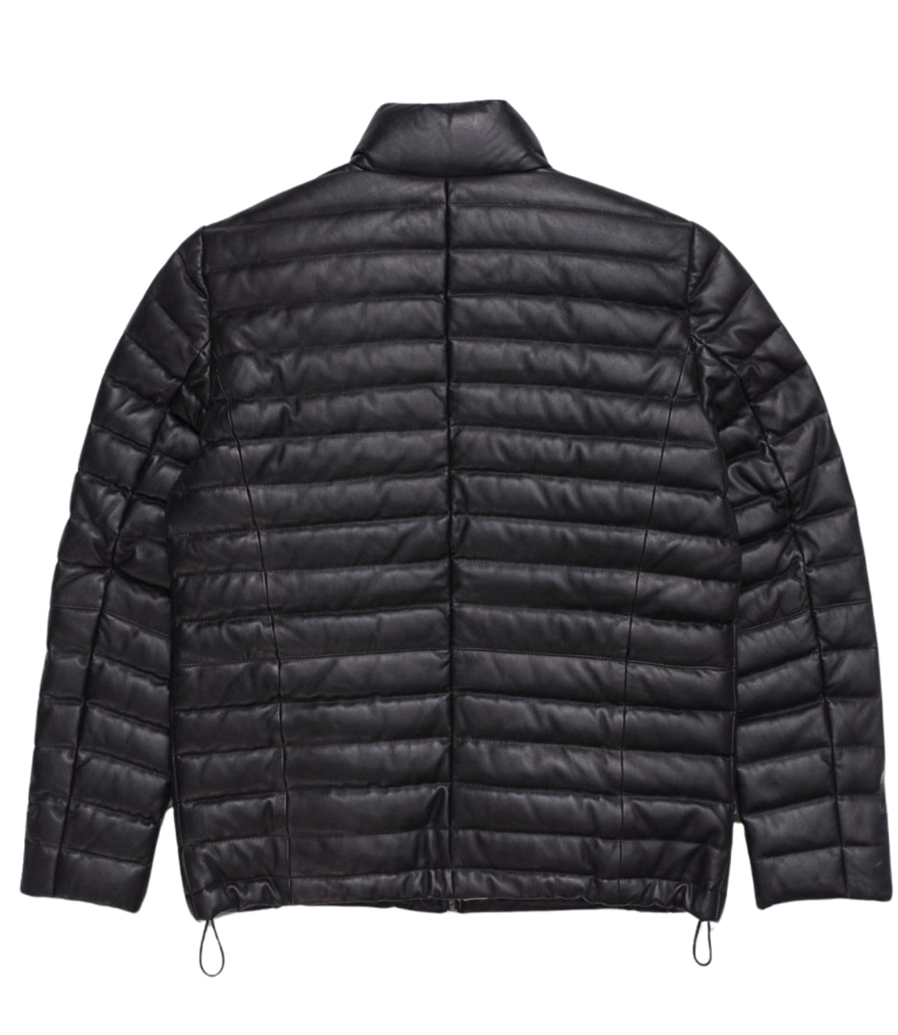 Men's Leather Moncler Puffer Jacket Black,
