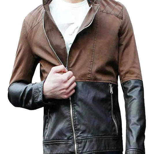 Bradie Brown & Black Leather Jacket Men's Fashionable Jacket