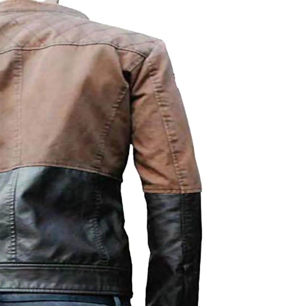 Bradie Brown & Black Leather Jacket Men's Fashionable Jacket