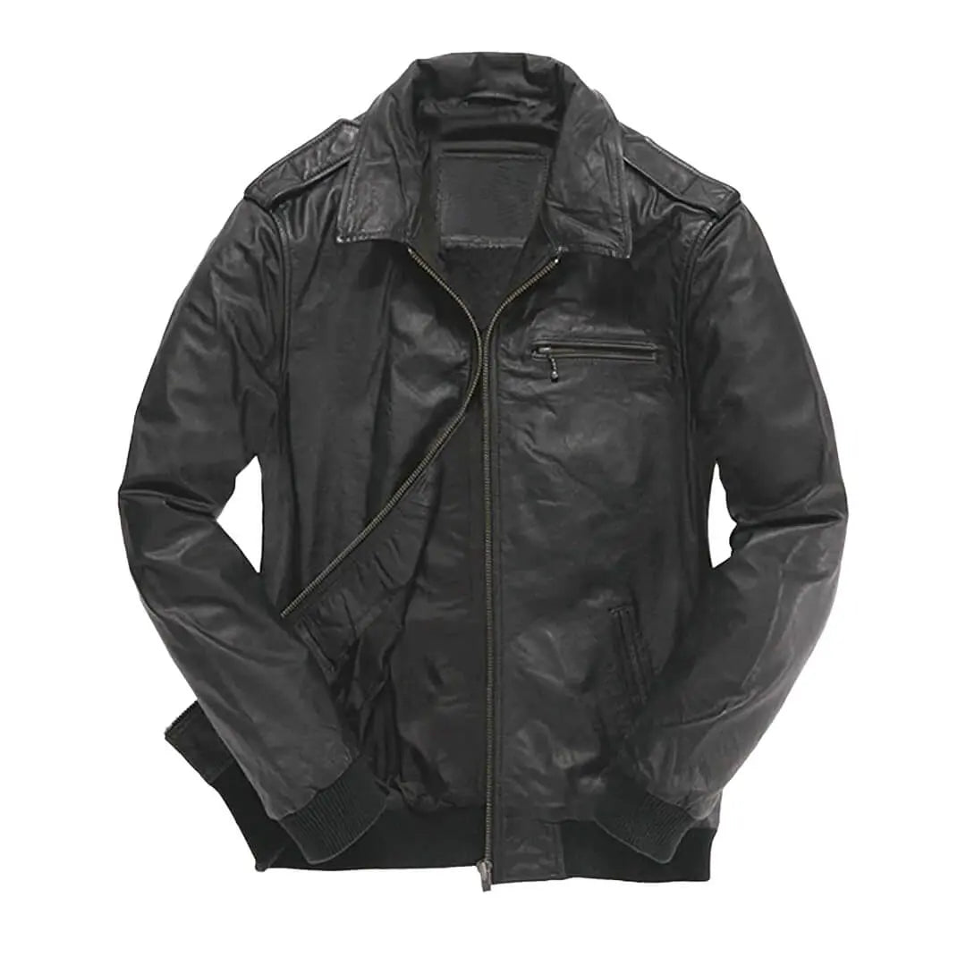 Brave Men's Dark Black Leather Jacket