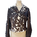White and Cream Modernist Cow Hide Leather Jacket, Chic Outerwear for Fashion Lovers