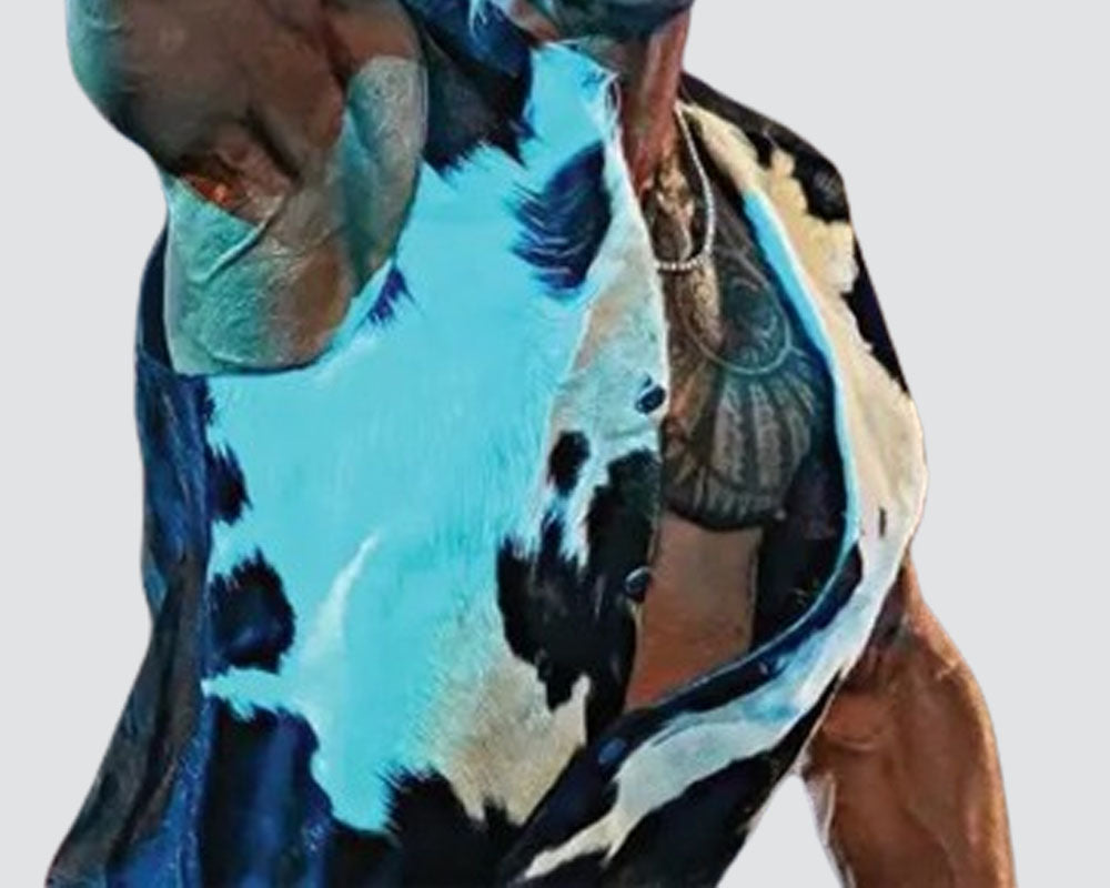 Cowhide vest from 90s The Rock on Raw before WrestleMania wearing