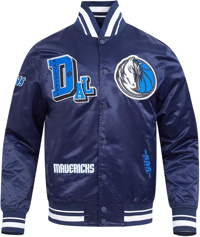 Dallas Mavericks Mens NBA Best Of Satin Jacket Midnight Navy