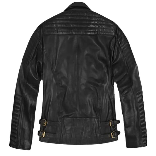 Dark Black Biker Leather Jacket for Men Sleek Style