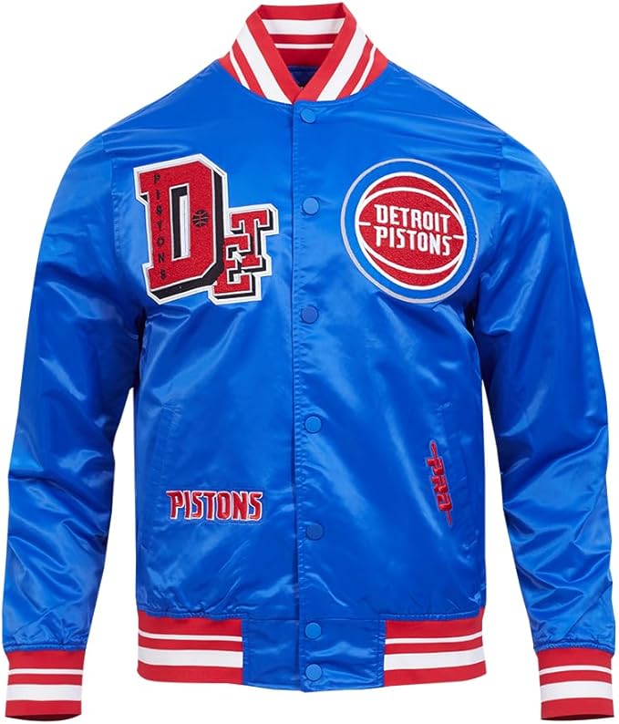 Detroit Pistons Mens NBA Best Of Satin Jacket Royal Blue