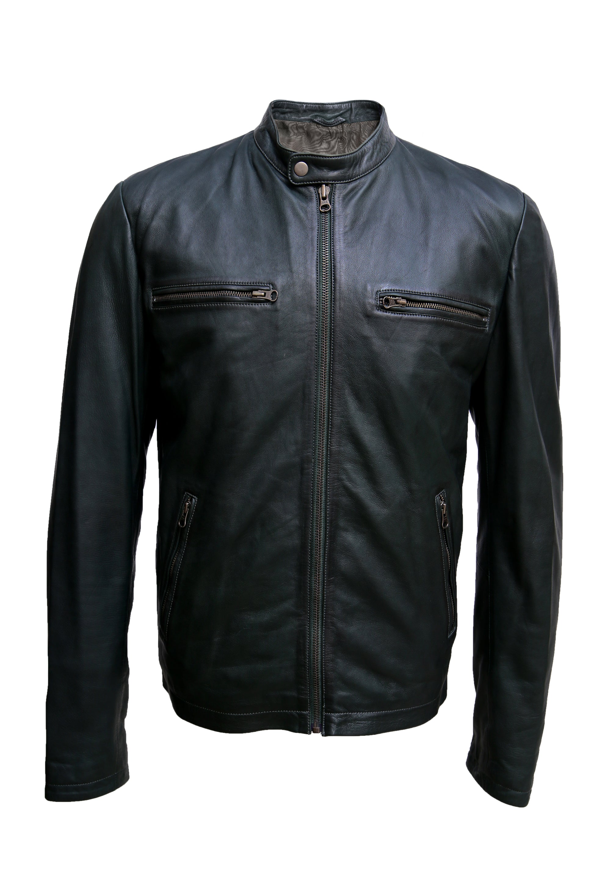 Stylish black leather jacket for men, ideal Valentine's gift, with a sleek design for essential modern outerwear.