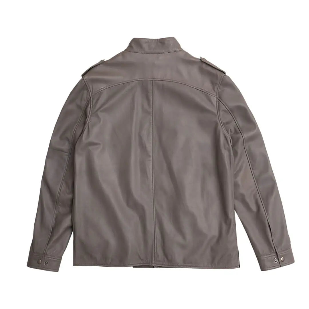 Genuine Robert Grey Leather Bomber Jacket for Men