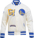 Golden State Warriors Mens NBA Best Of Satin Jacket Royal Blue