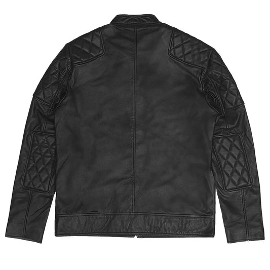 Handcrafted Men's Leather Jacket Black Motorcycle Outerwear