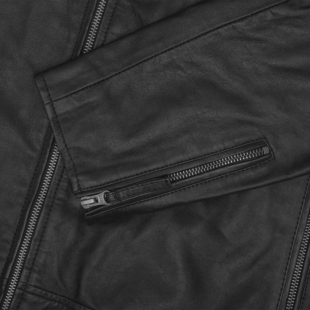 Handcrafted Men's Leather Jacket Black Motorcycle Outerwear