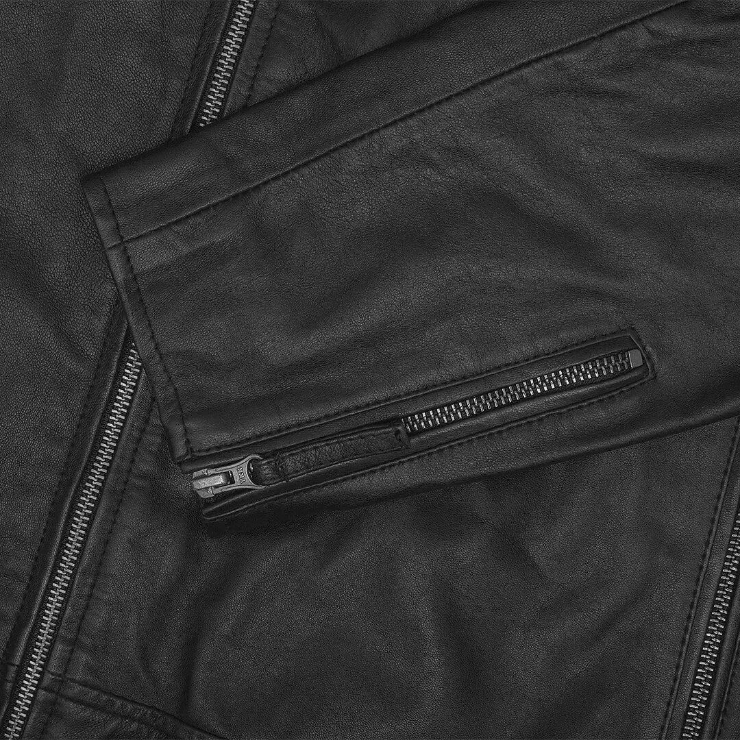 Handcrafted Men's Leather Jacket Black Motorcycle Outerwear